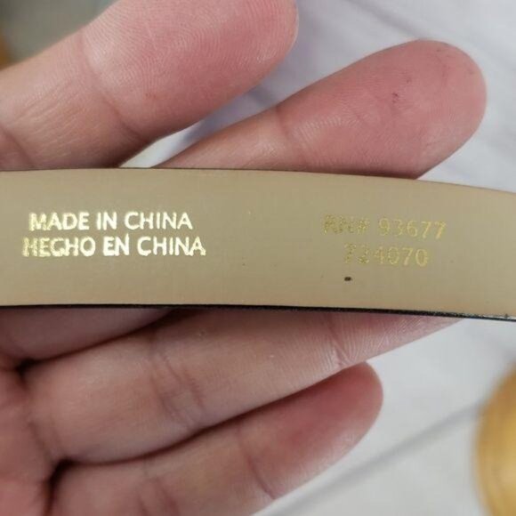 Worthington Black Leather Belt Gold-Tone Double Ring Buckle - Picture 4 of 8